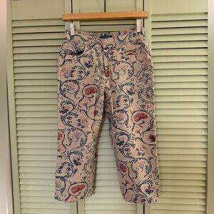 Vintage Lauren Ralph Lauren Floral Patterned Linen Cotton Capri Pants